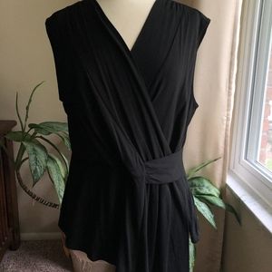 NY Collection black faux wrap knit tank